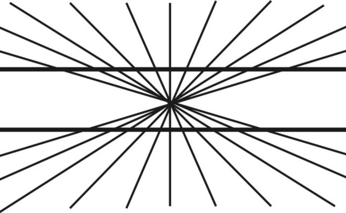 Lines overcrossing each other with two parallel lines across it that looks curved