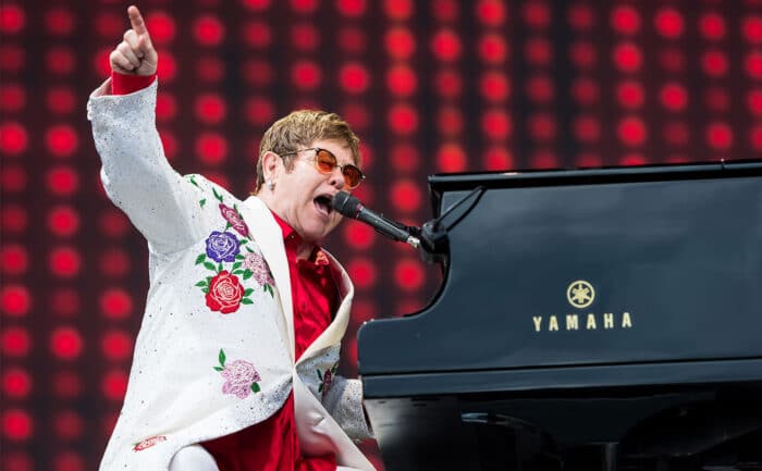 Elton John performs live at Twickenham Stoop.