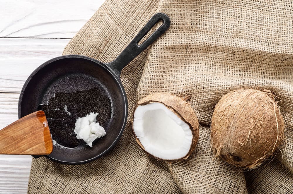 Coconut oil in a pan