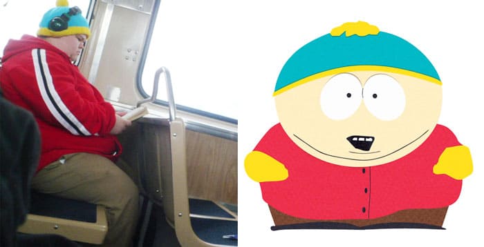 A guy on the bus dressed like Eric Cartman from South Park