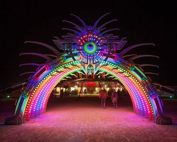 Light up arch at Burning Man 