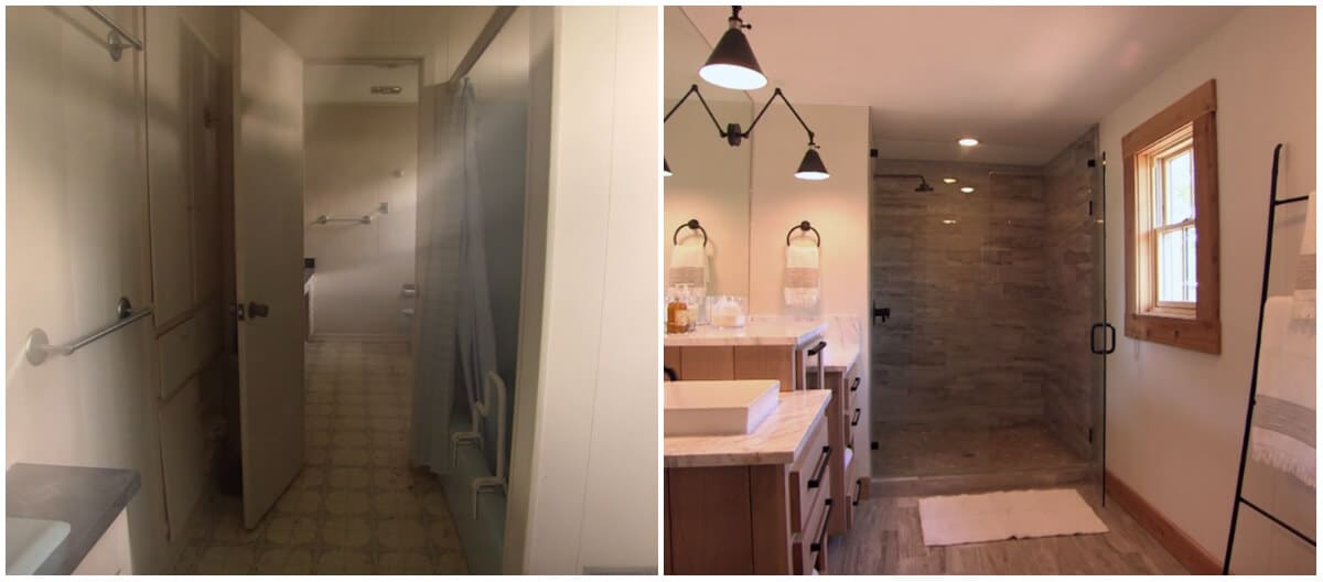 Before and after masterbathroom 