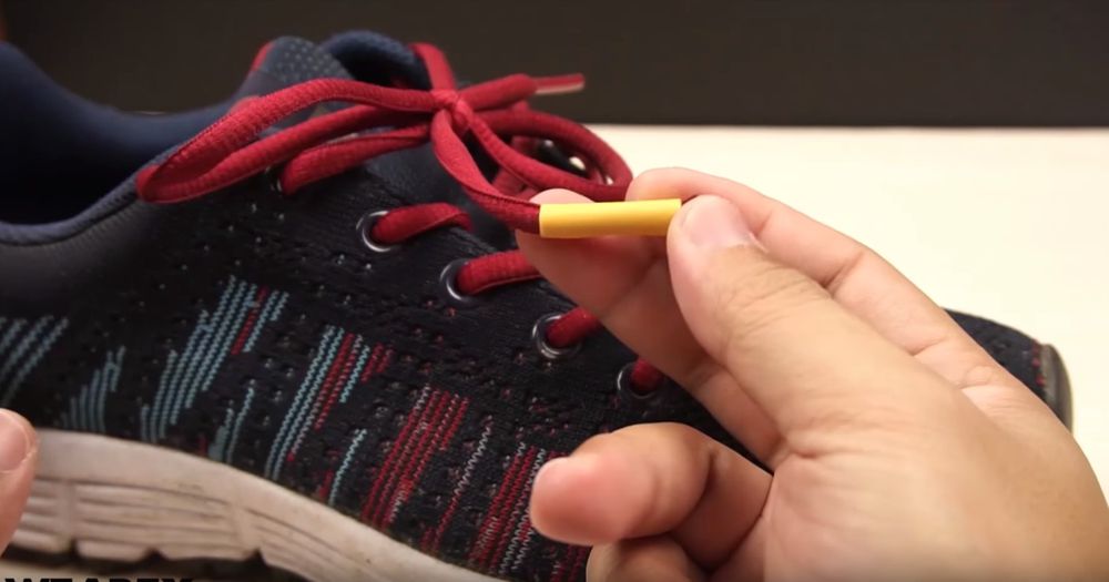 duct tape on a shoelace 