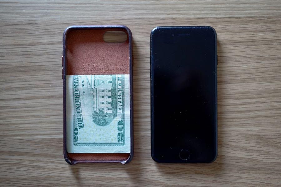 Cash in a phone case