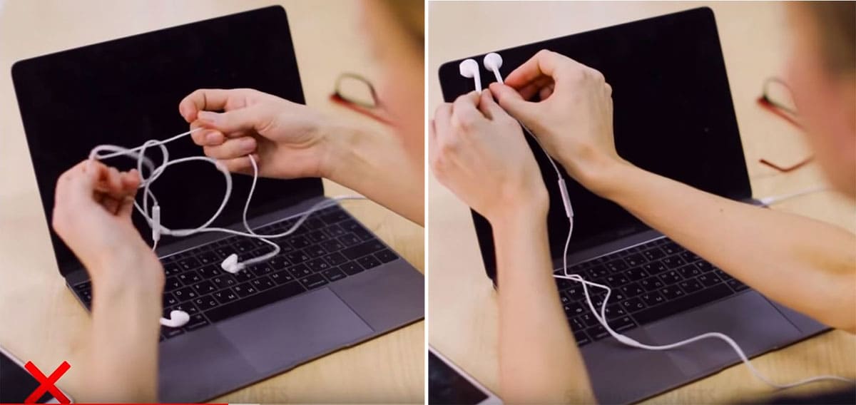 Putting headphones on a laptop