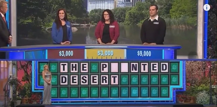 Wheel of Fortune puzzle reading “THE P_ _NTED DESERT”