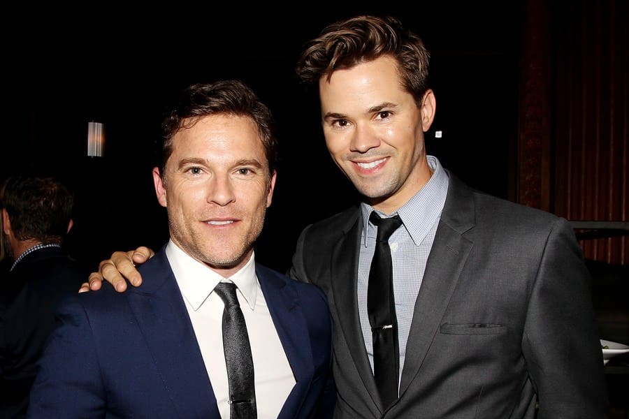 Mike Doyle and Andrew Rannells at the Jersey Boys film screening in New York in 2014.