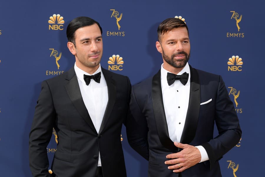 Jwan Yosef and Ricky Martin at the 70th Primetime Emmy Awards in Los Angeles. 
