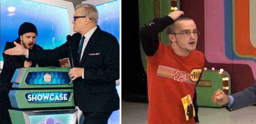 Aaron Paul on The Price is Right with Drew Carrey. / Aaron Paul on The Price is Right back in the ‘90s. 