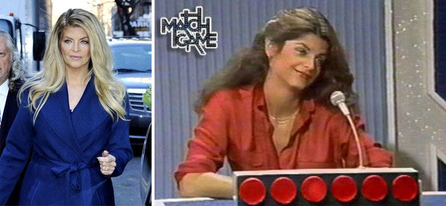 Kirstie Alley out walking in the streets of New York. / Kirstie Alley on The Match Game sitting behind a microphone and red lights. 