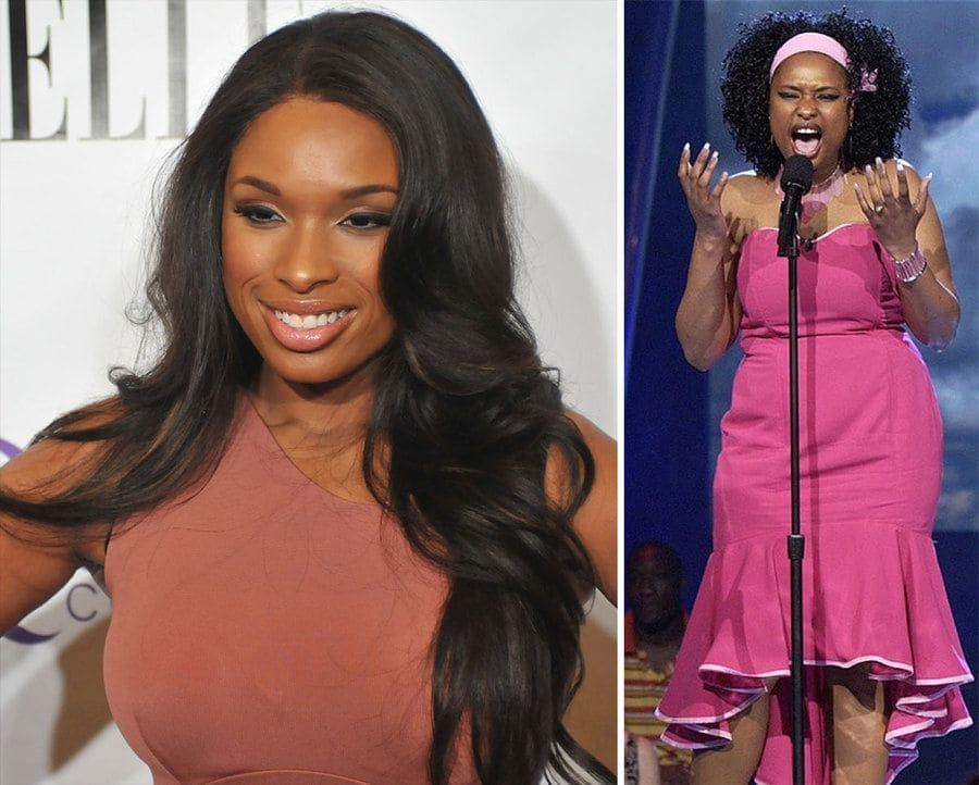 Jennifer Hudson at the 2nd Annual Mary J. Blige Honors Concert in 2011. / Jennifer Hudson was performing on American Idol in a hot pink dress. 