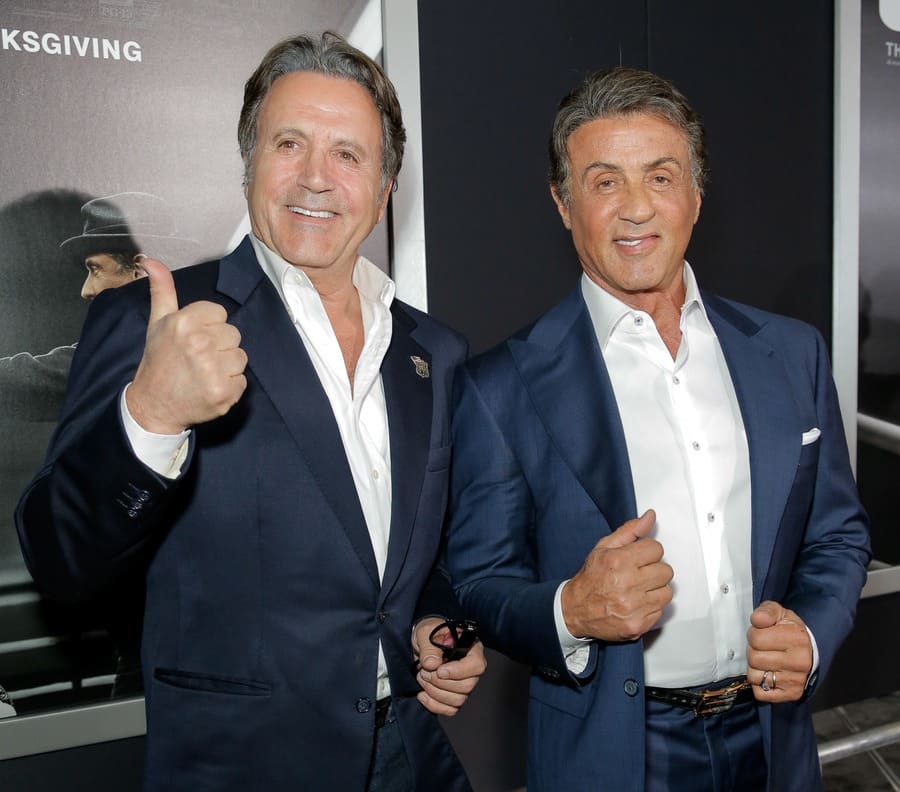 Frank and Sylvester Stallone at the Creed film premiere in 2015. 