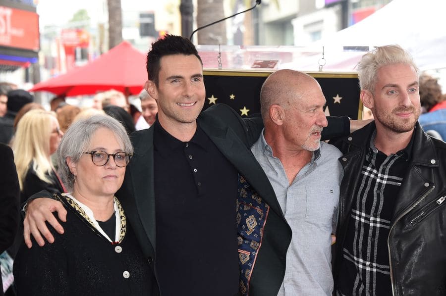 Adam Levine with his parents and brother at his star ceremony at the Hollywood Walk of Fame. 