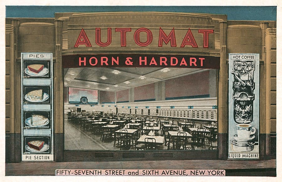 Horn & Hardart Automat 57th Street and 6th Avenue New York City USA One of A Large Chain of Cafes and Restaurants Serving Over Half A Million People Per Day... Unattributed Postcard
