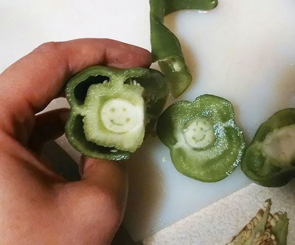 A smiley face inside a pepper 