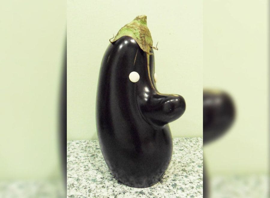 An eggplant that looks like Pinocchio 