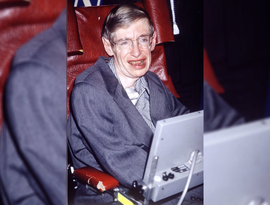 Stephen Hawking at the Albert Hall in London, 1995. 