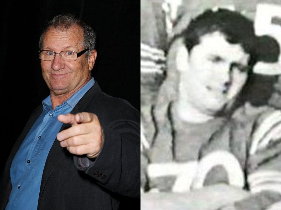 Ed O’Neill at the Annual Peabody Awards in 2010. / Ed O’Neill in his football uniform back in college. 