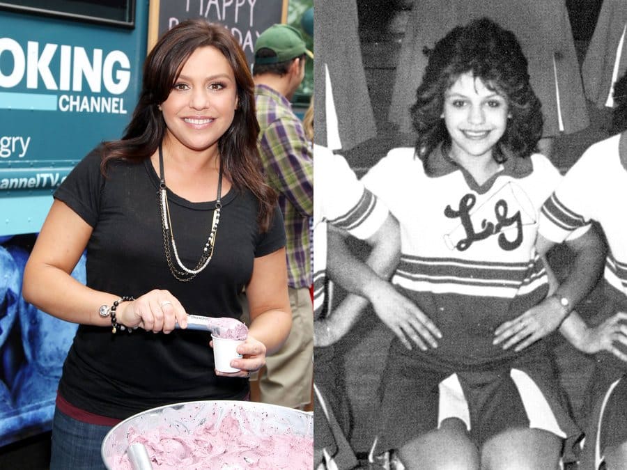 Rachael Ray at the Cooking Channels 1st Birthday in New York. / Rachael Ray as a cheerleader in high school. 