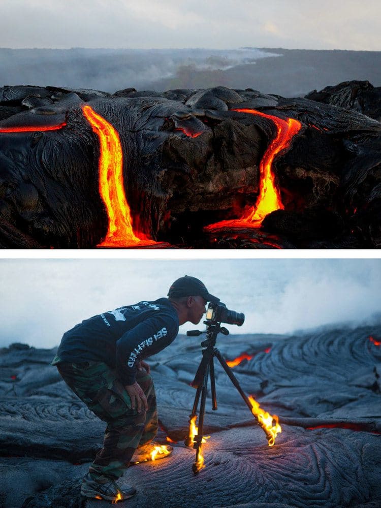 Lava coming out of a volcano/ How they took a picture to make it look like lava coming out of a volcano