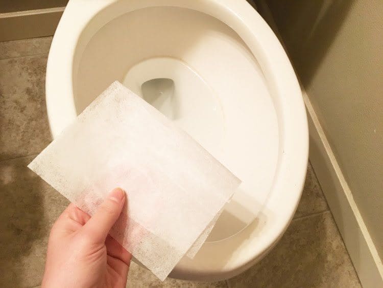 Clean a toilet with dryer sheet.