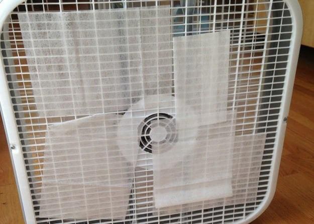 Put dryer sheets in a fan and freshen up your room. 