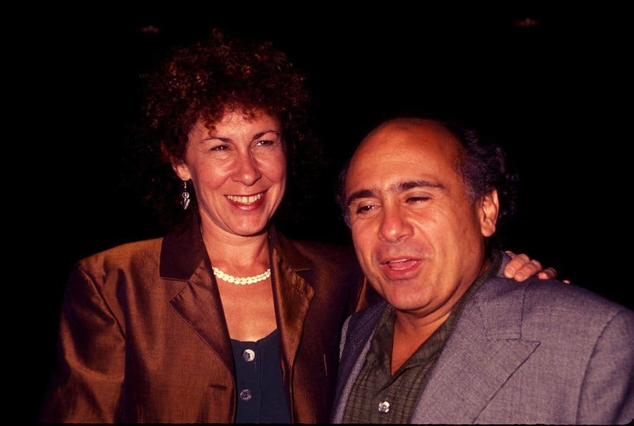 Danny DeVito and wife Rhea Perlman leave Spago restaurant, 1991.