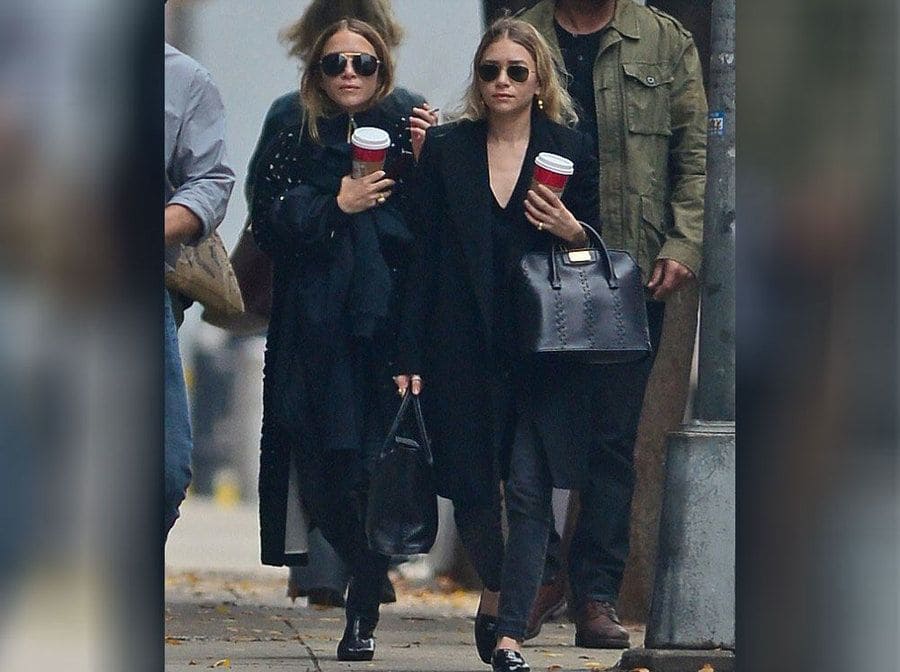 Mary-Kate and Ashley Olsen were walking around with their seasonal Starbucks hot cups. 