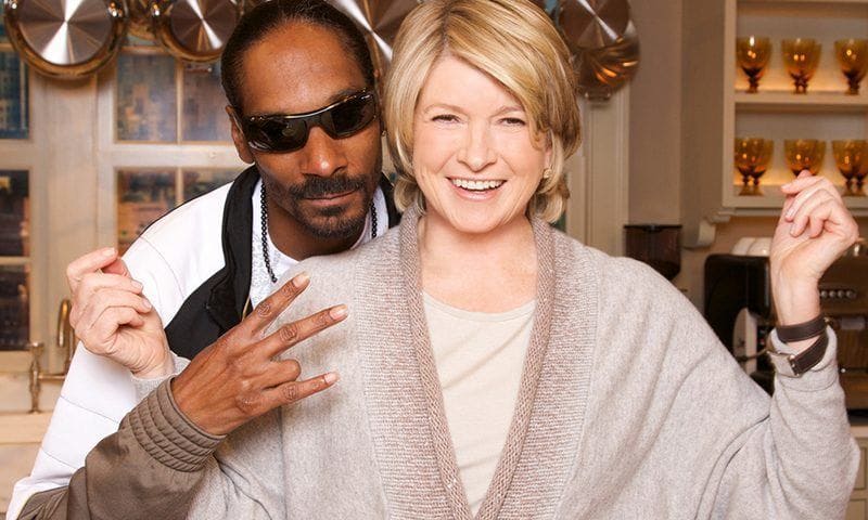 Snoop Dogg and Martha in the kitchen on their new show. 
