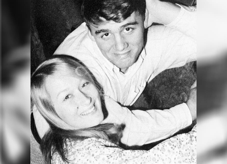 A young Meryl Streep hanging out with a guy friend. 