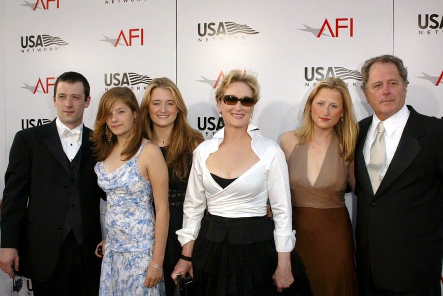 Meryl Streep the day she received an AFI Lifetime Achievement Award in 2004 with Henry, Mamie, Grace, Louisa, and Don. 