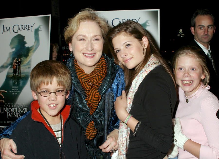 Meryl Streep at the Series of Unfortunate Events screening with Henry and Louise Gummer. 