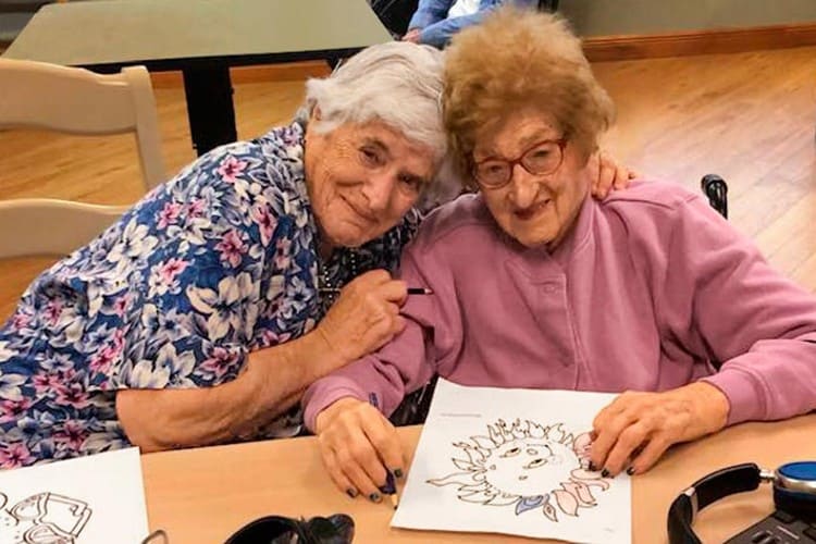 Joanne and her birth mother, Lillian, enjoy coloring together when Joanne comes to visit. 