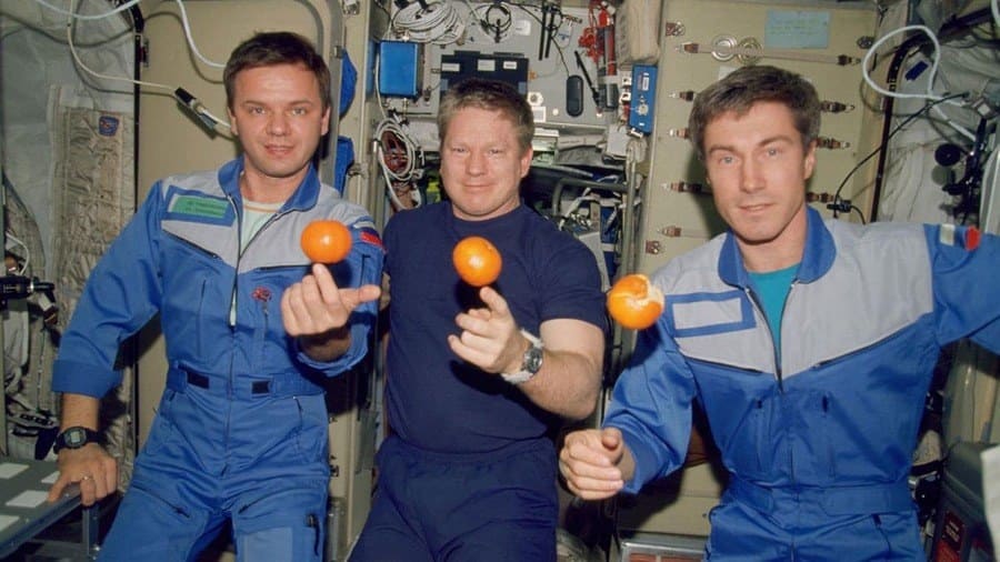 Astronauts eating is space