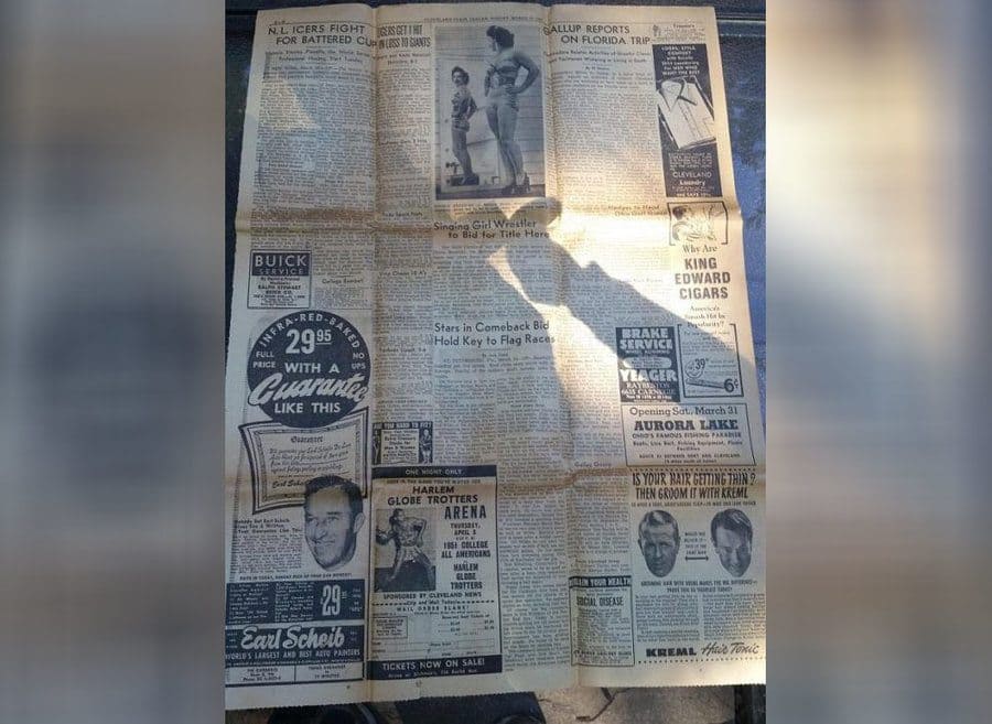 The newspaper found in the suitcase
