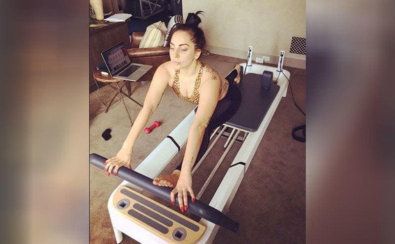 Lady Gaga working out on her Pilates reformer 