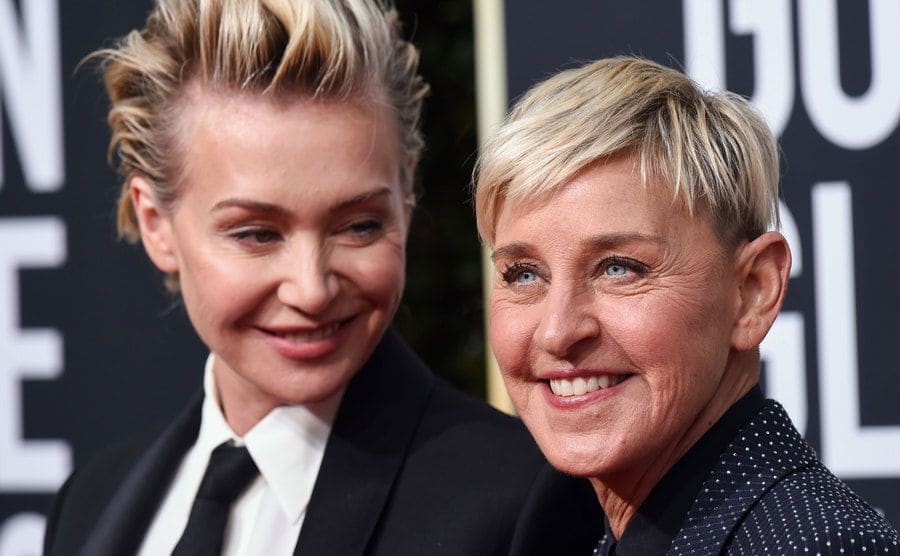 Ellen DeGeneres and Portia de Rossi at the Golden Globe Awards in January 2020.