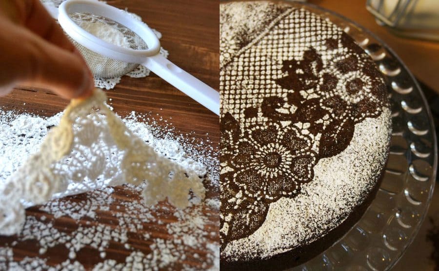 Lace is used to create an intricate pattern