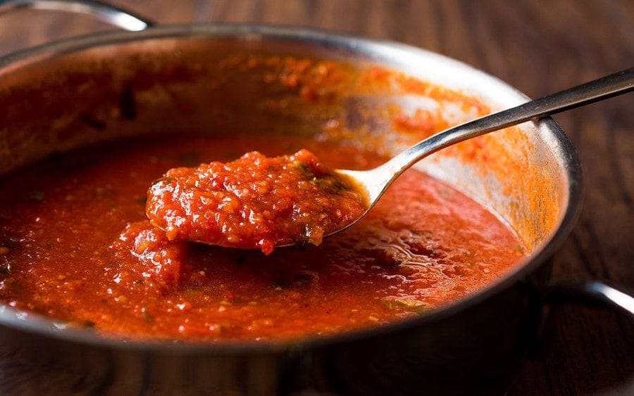 A pan of tomato sauce
