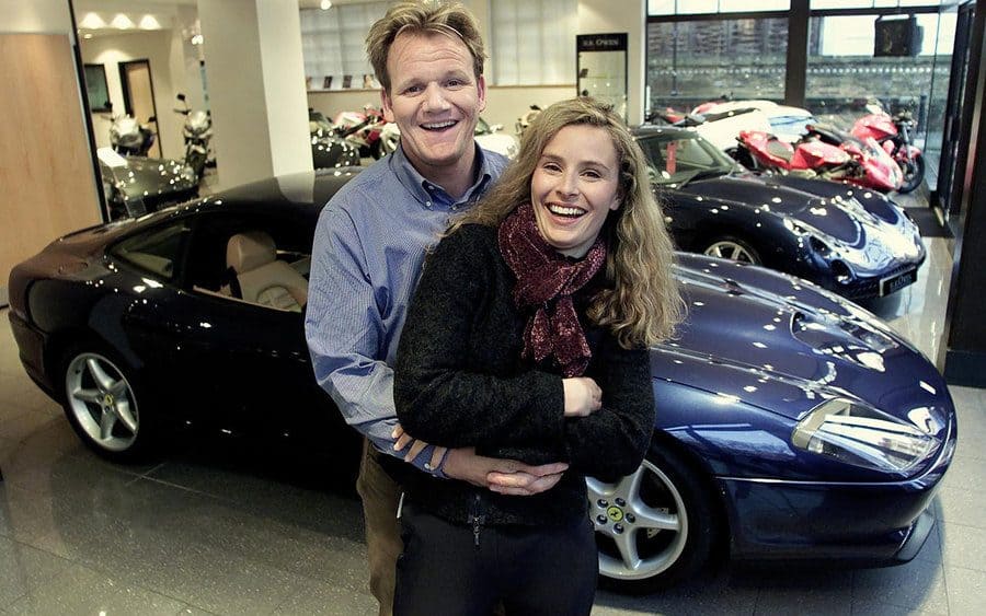 Gordon and Tana Ramsay in front of a sports car