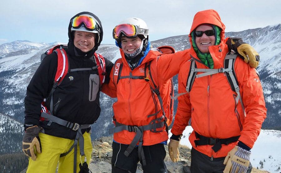 Mike Moniz, Jim Walkley, and Willie Benegas on top of a mountain together