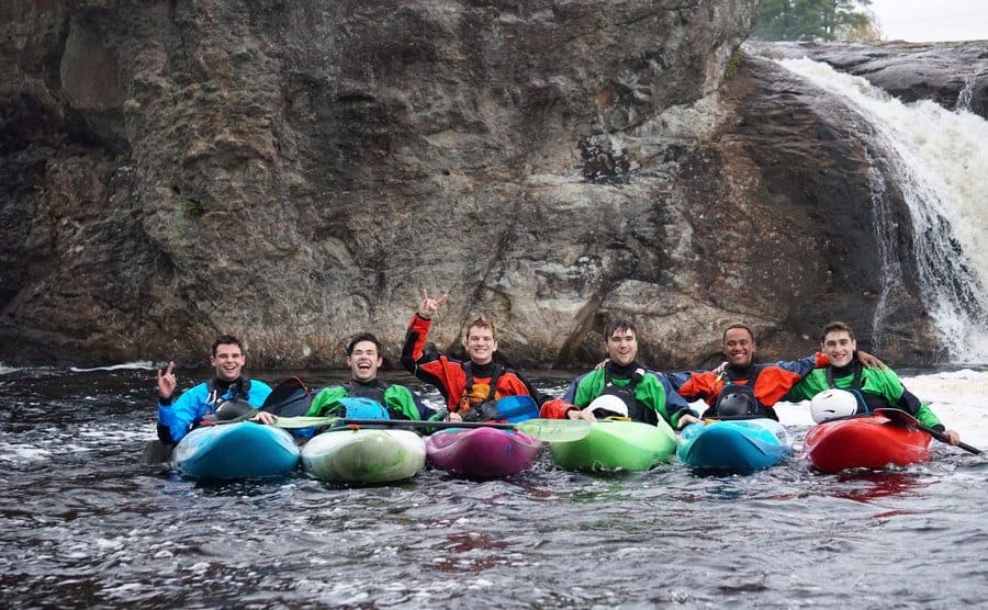 Matt and his friends in Kayaks 