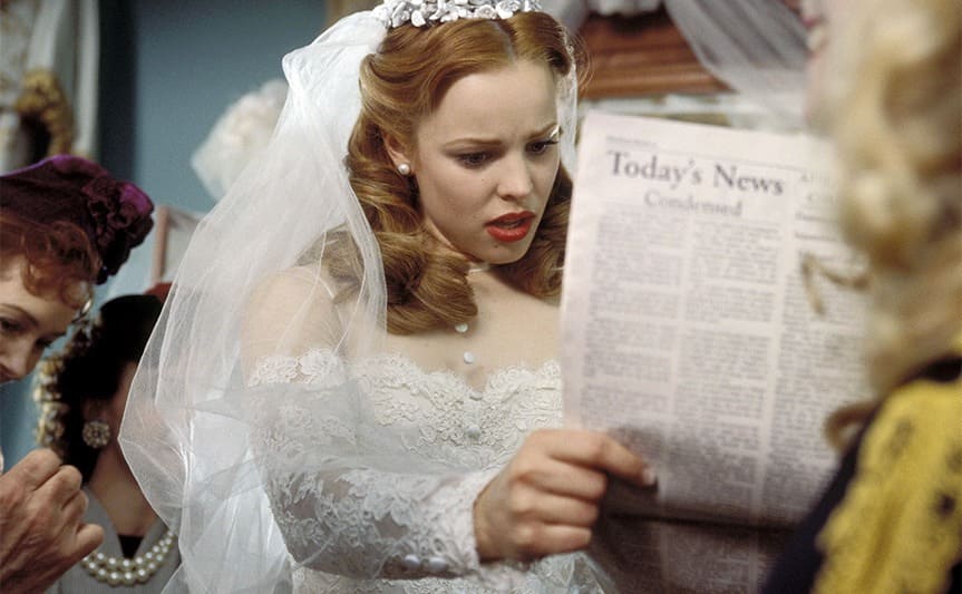Rachel McAdams reading a paper in ‘The Notebook.’