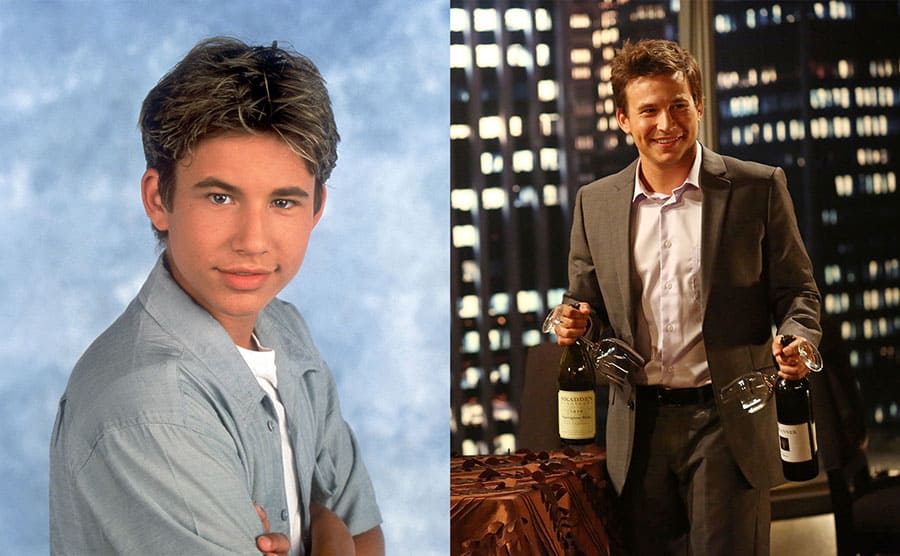 Johnathan Taylor Thomas in Home Improvement / Jonathan Taylor Thomas at a restaurant table holding wine bottles and glasses in Last Man Standing 