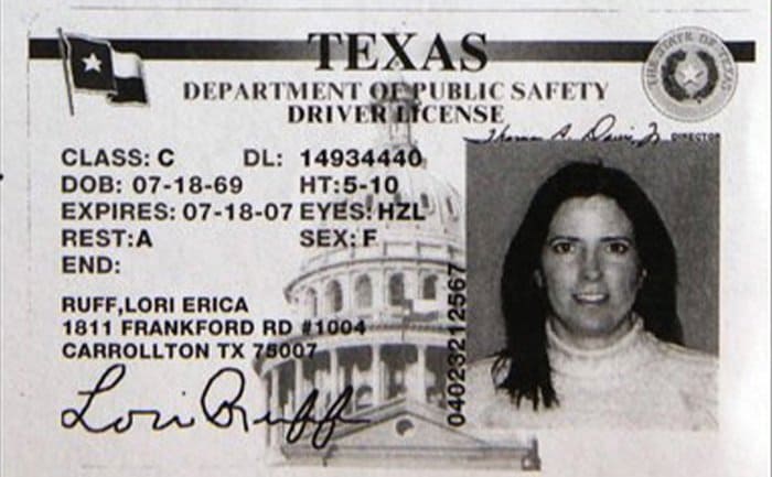 Lori Erica Ruff’s Texas ID