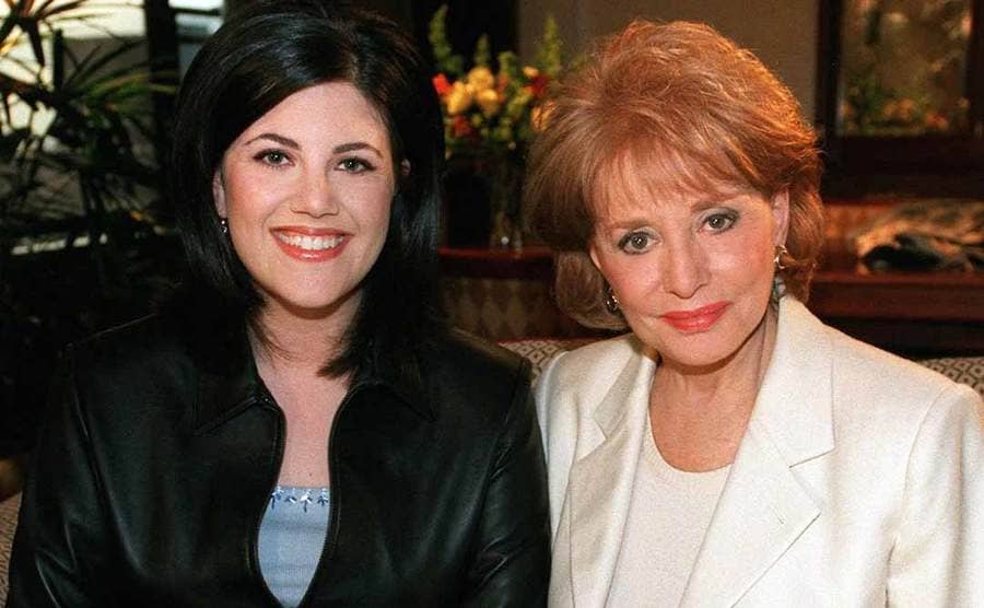 Monica Lewinsky and Barbara Walters posing together after an interview 