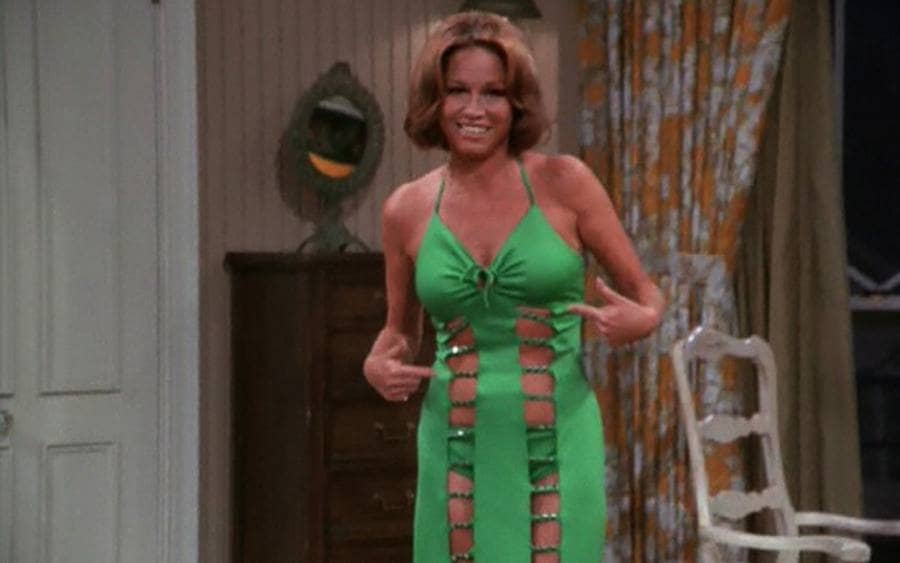 Mary Tyler Moore with wearing her green dress