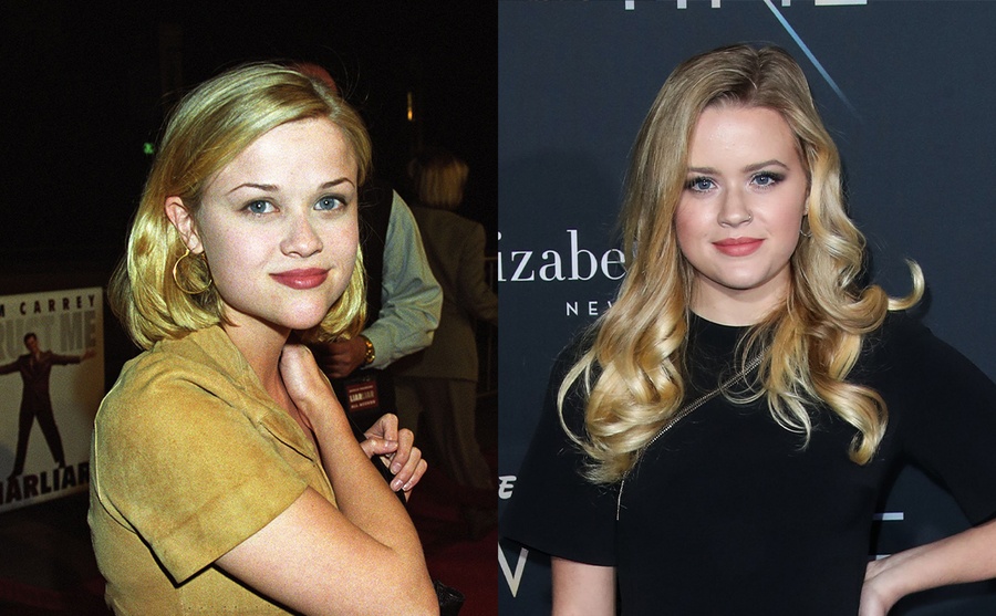 Reese Witherspoon on the red carpet in 1997 / Ava Elizabeth Phillippe on the red carpet in 2018