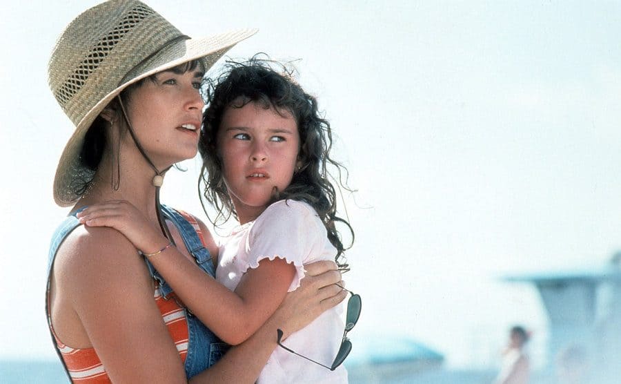 Demi Moore with her daughter Rumor Willis in a scene from the film ‘Striptease.’ 