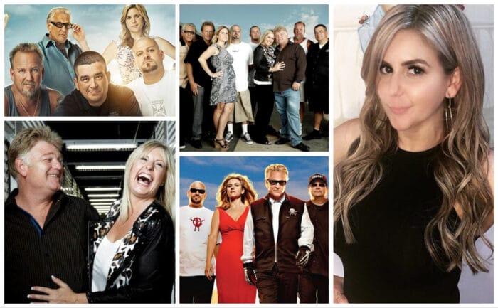 Two cast members posing together / five cast members posing together / Four cast members posing together / Storage Wars professional photoshoot with the whole cast / Brandi Passante taking a selfie 